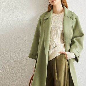 Like new Korean hand made avocado wool coat
